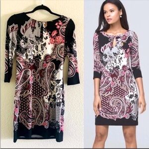 🌹 WHBM Paisley Print Knit Shift Dress Size XS
